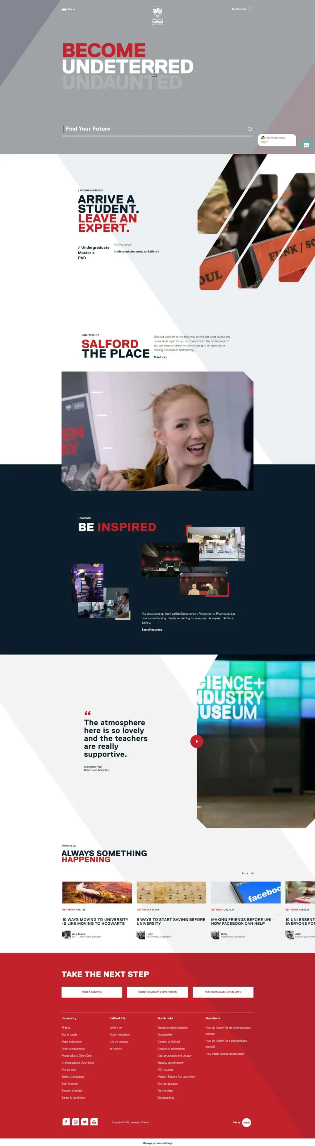 University of Salford Manchester website, designed by Zahid Aramai