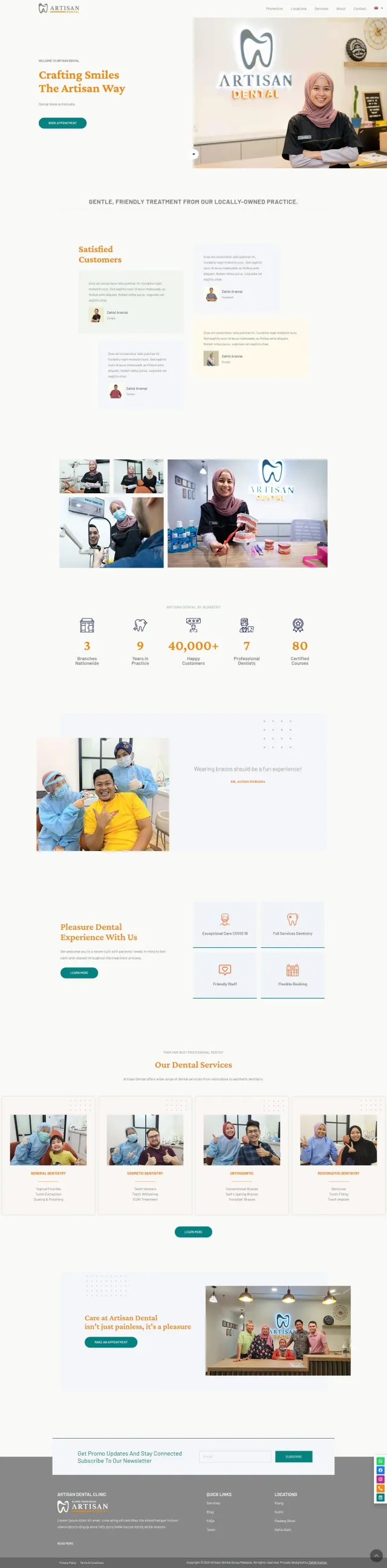 Artisan Dental Clinic — website design