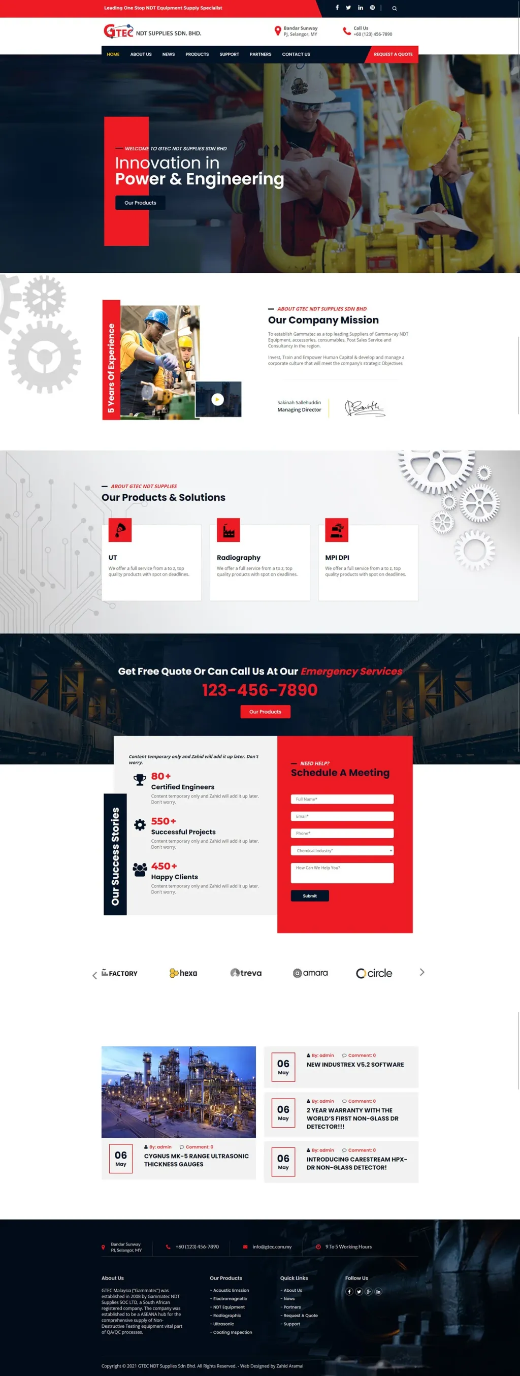 GTEC NDT V1 website, designed by Zahid Aramai