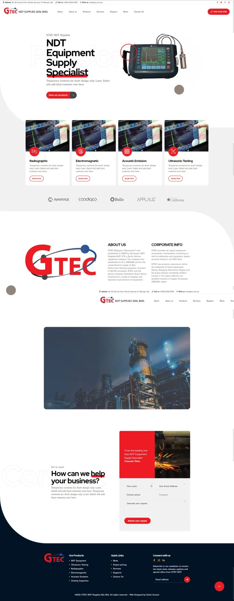 GTEC NDT V2 website