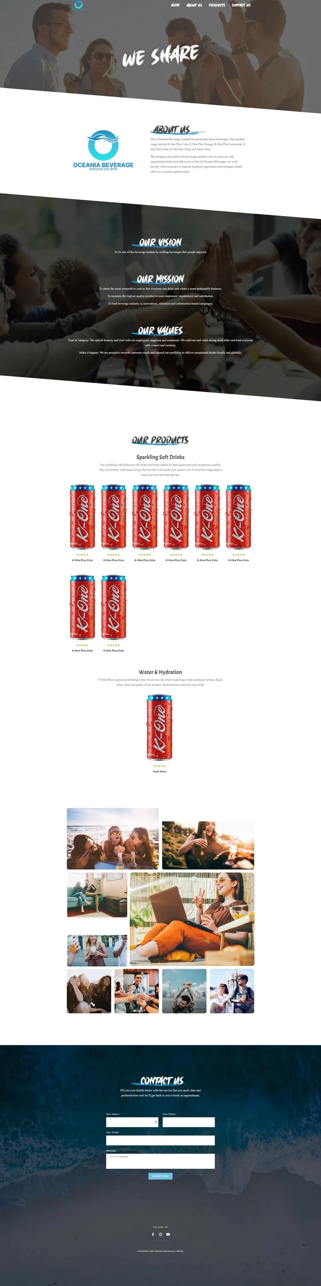 Oceania Beverage Limited website, designed by Zahid Aramai