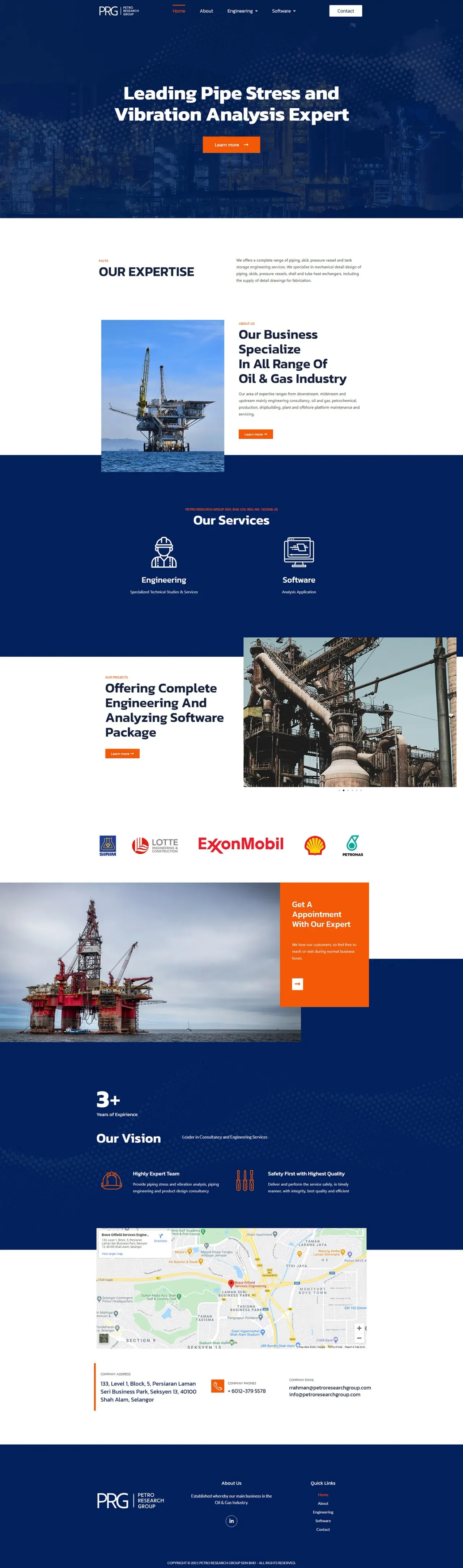 Petro Research Group website, full page, designed by Zahid Aramai