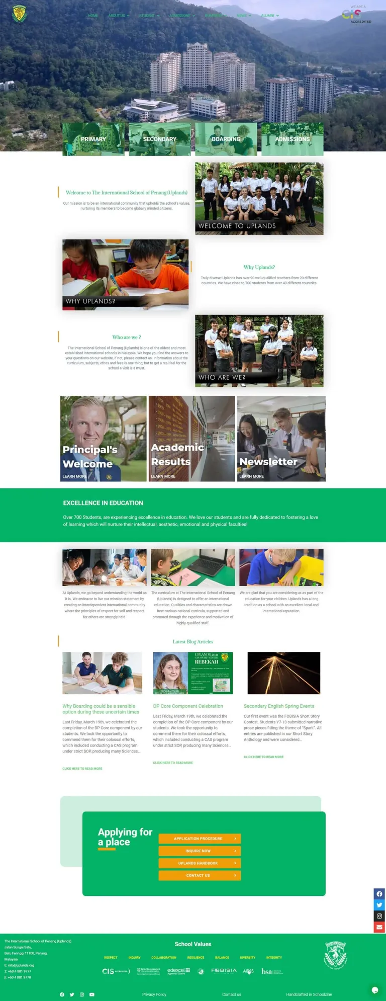 Uplands Penang International School website