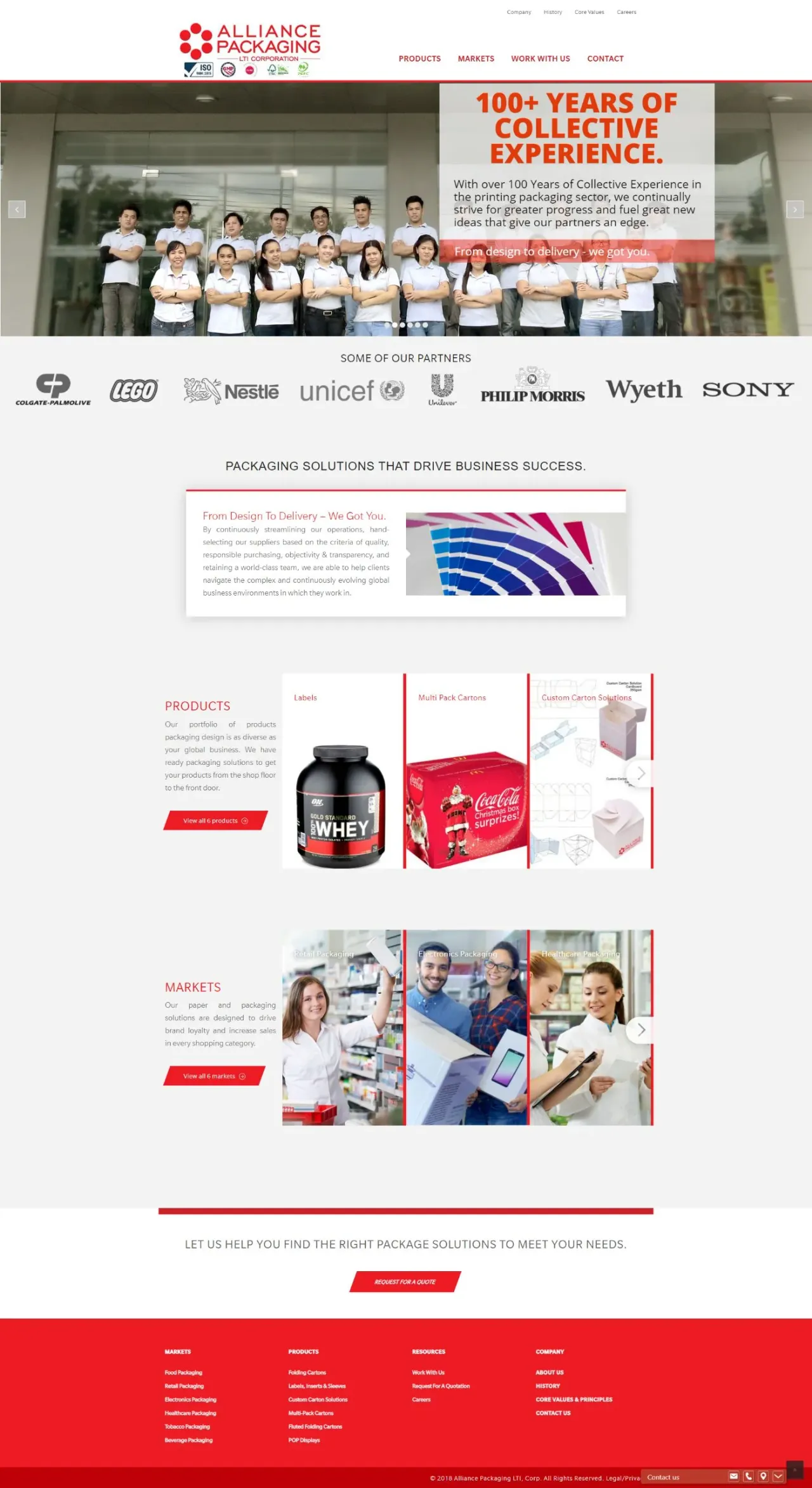 Alliance Packaging LTI Corporation website, full page, designed by Zahid Aramai