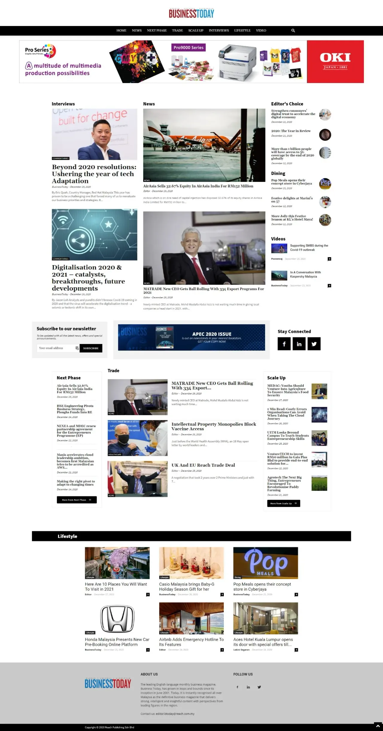 Business Today website, full page, designed by Zahid Aramai