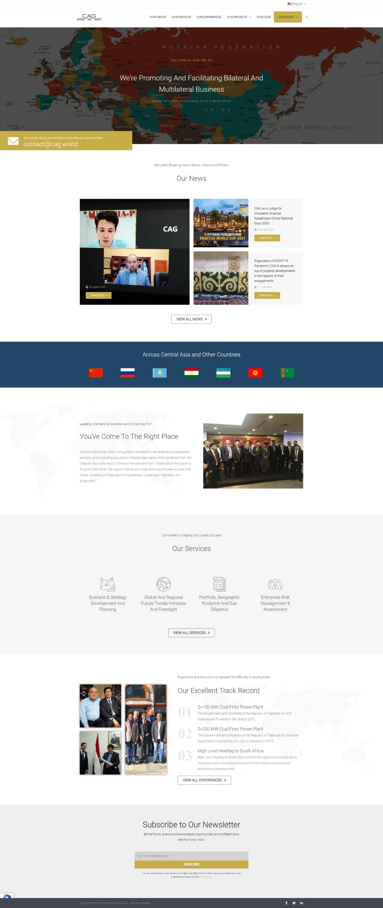 CAG World website, full page, designed by Zahid Aramai