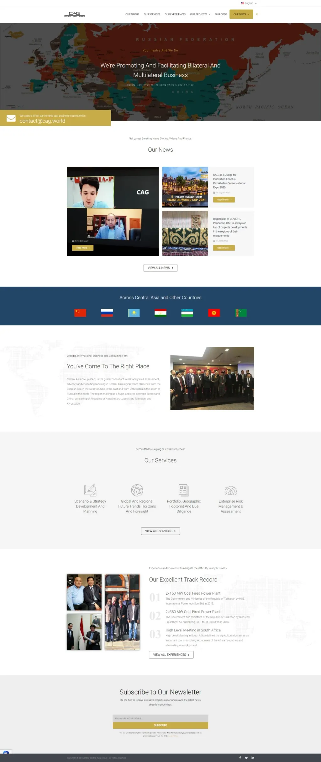 CAG World website, designed by Zahid Aramai