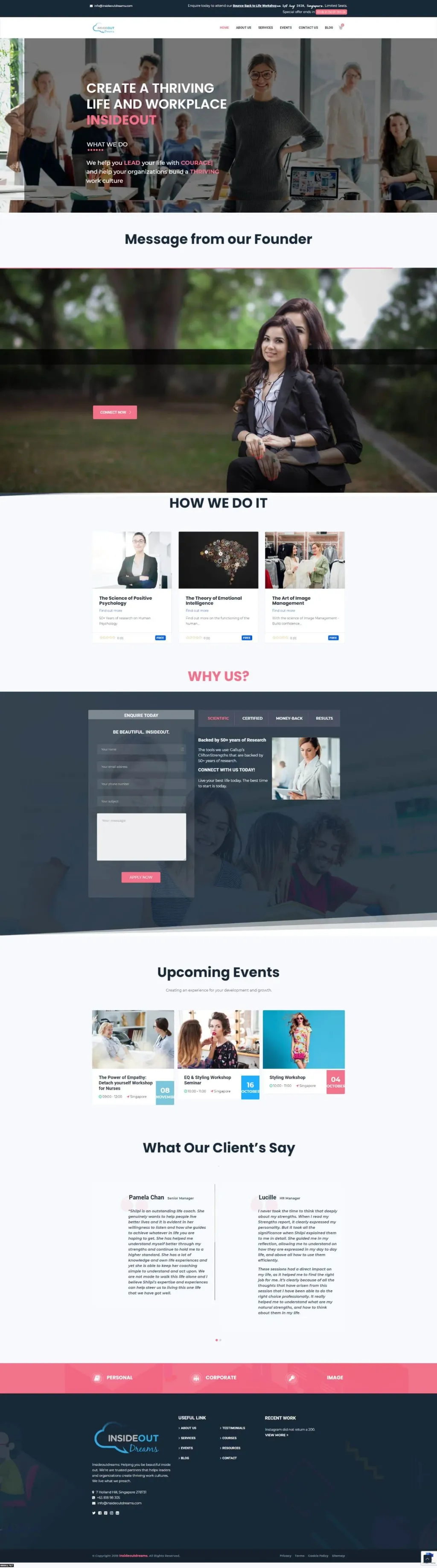 Inside Out Dreams website, designed by Zahid Aramai