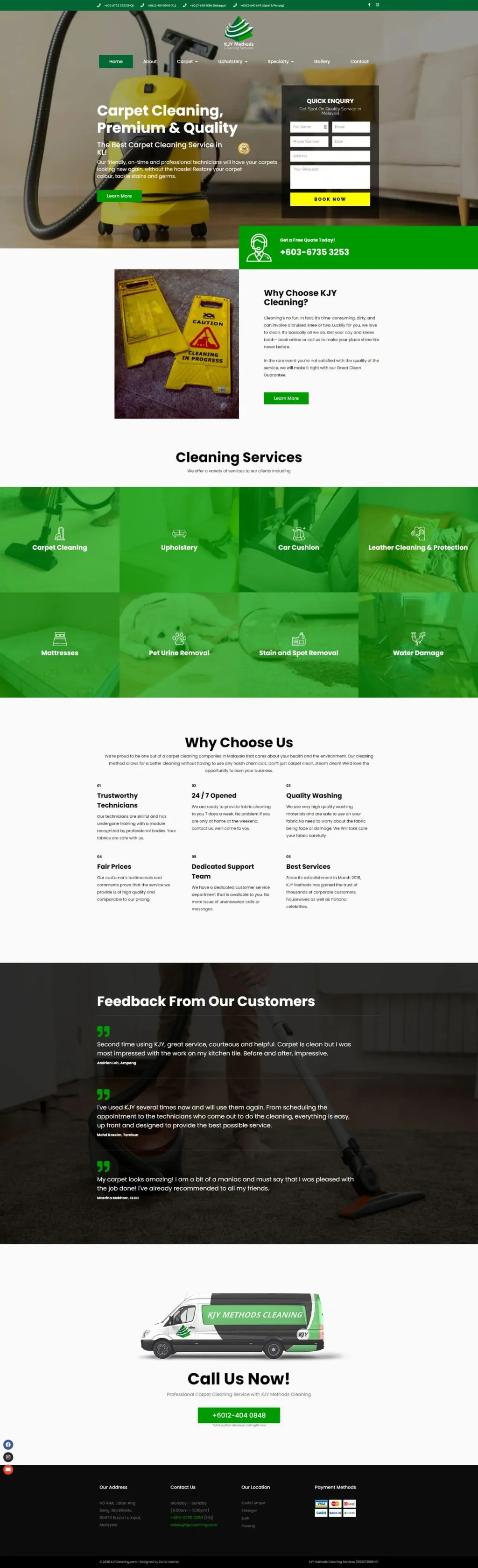KJY Methods Cleaning Services website, designed by Zahid Aramai
