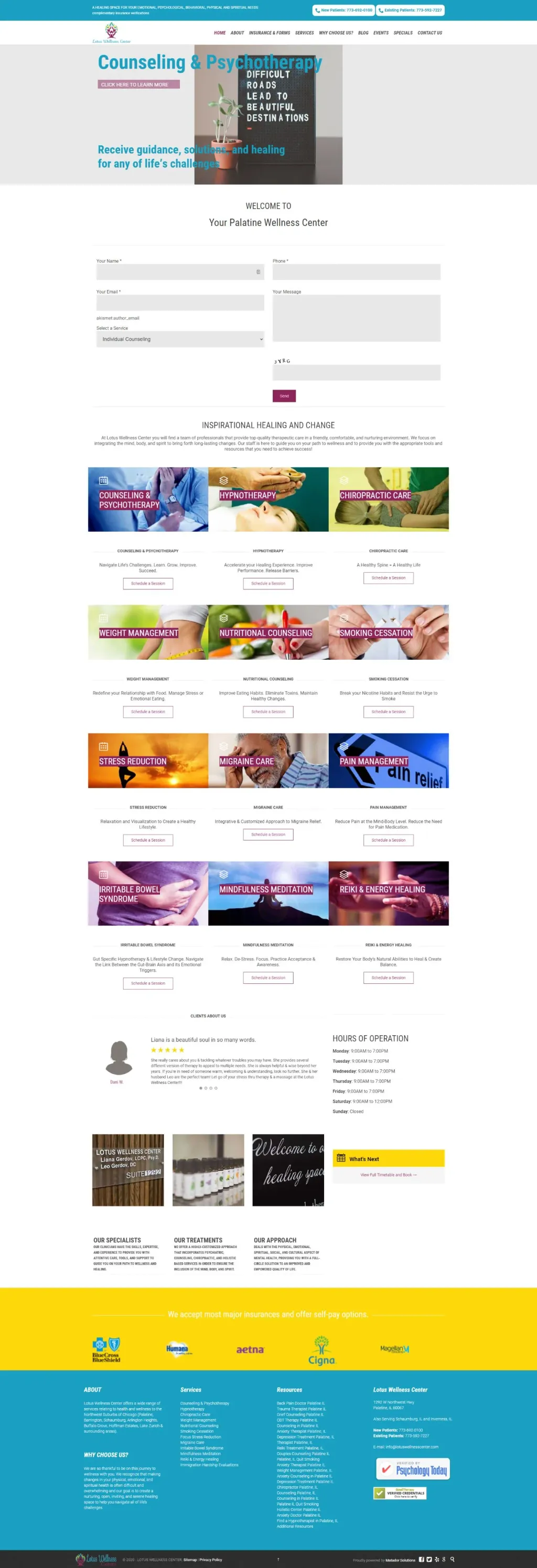 Lotus Wellness Center website, designed by Zahid Aramai