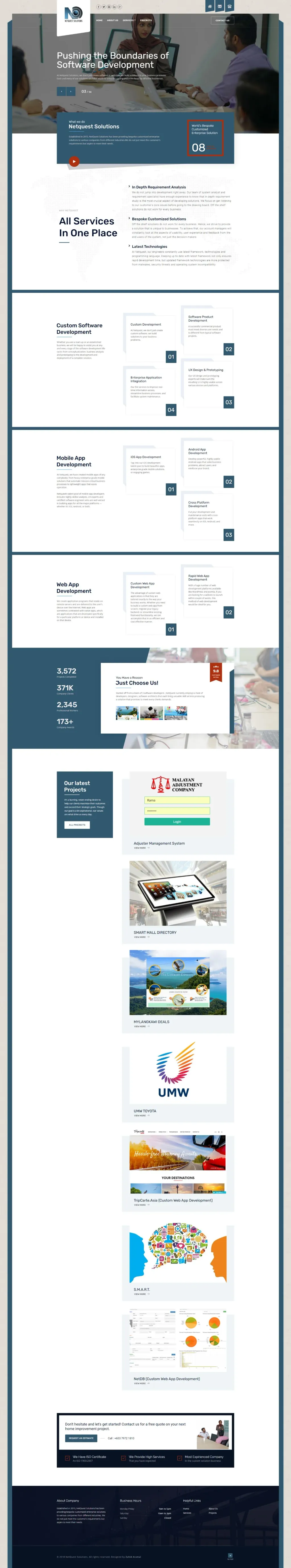 Netquest Solution website, designed by Zahid Aramai