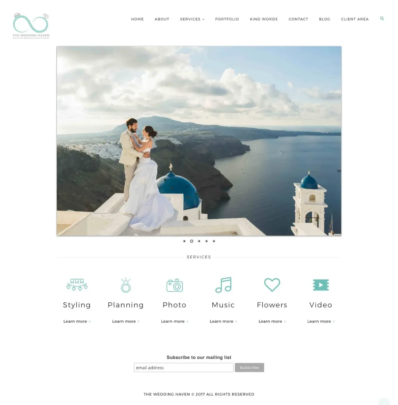 The Wedding Haven website, full page, designed by Zahid Aramai