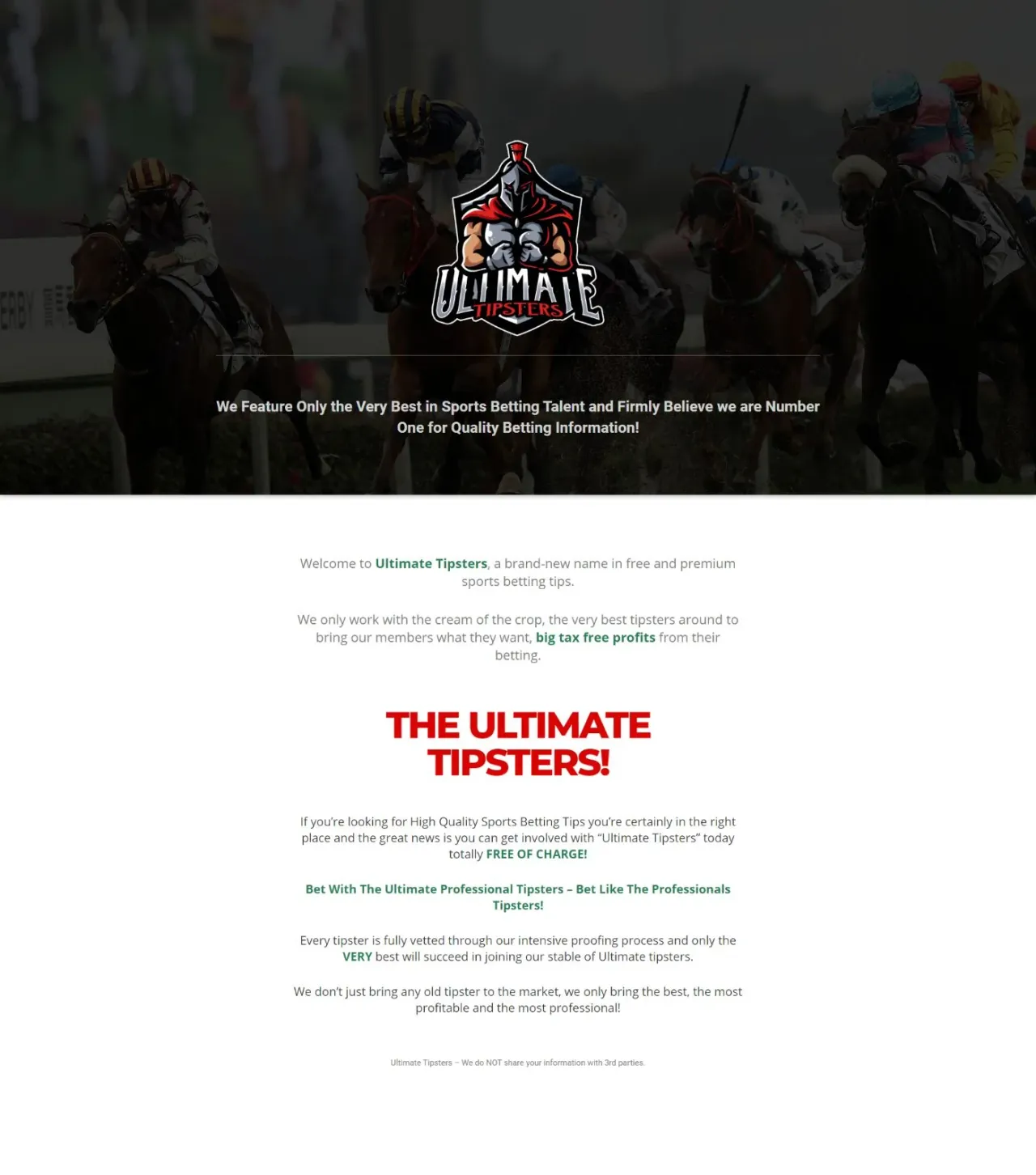 Ultimate Tipsters UK website, full page, designed by Zahid Aramai