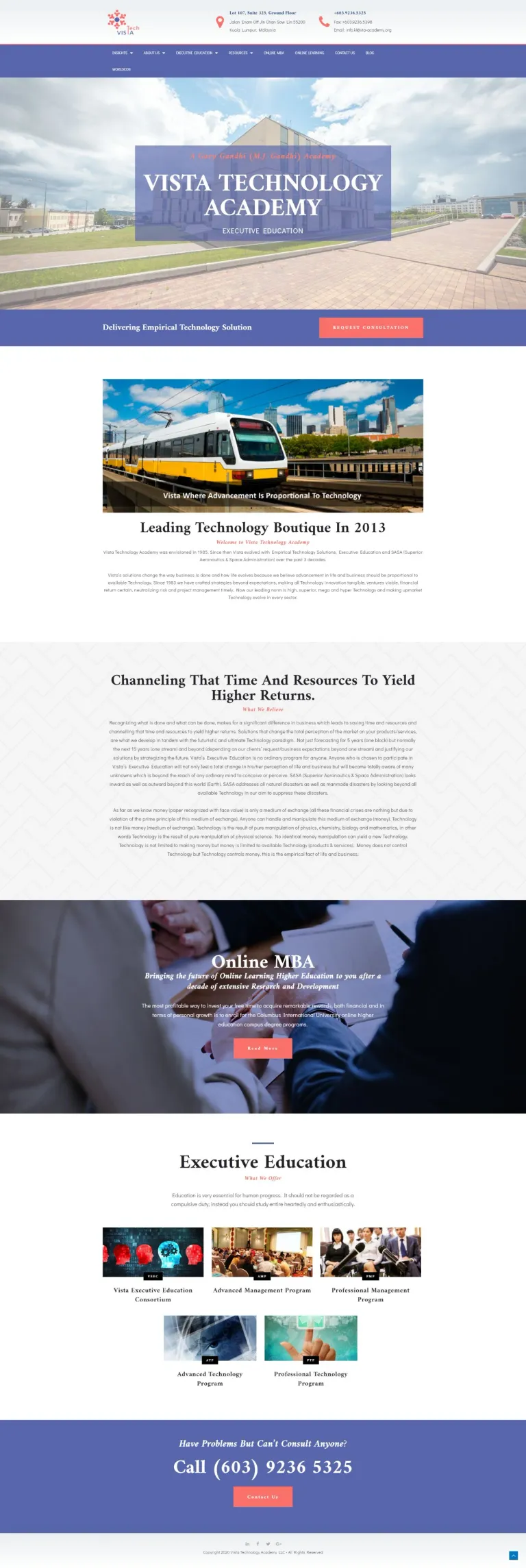 Vista Technology Academy website