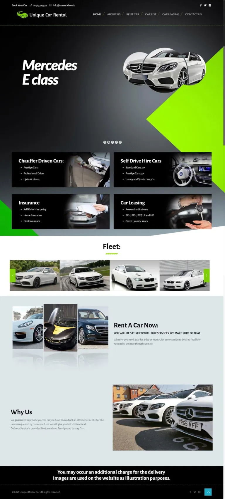 Unique Car Rental website