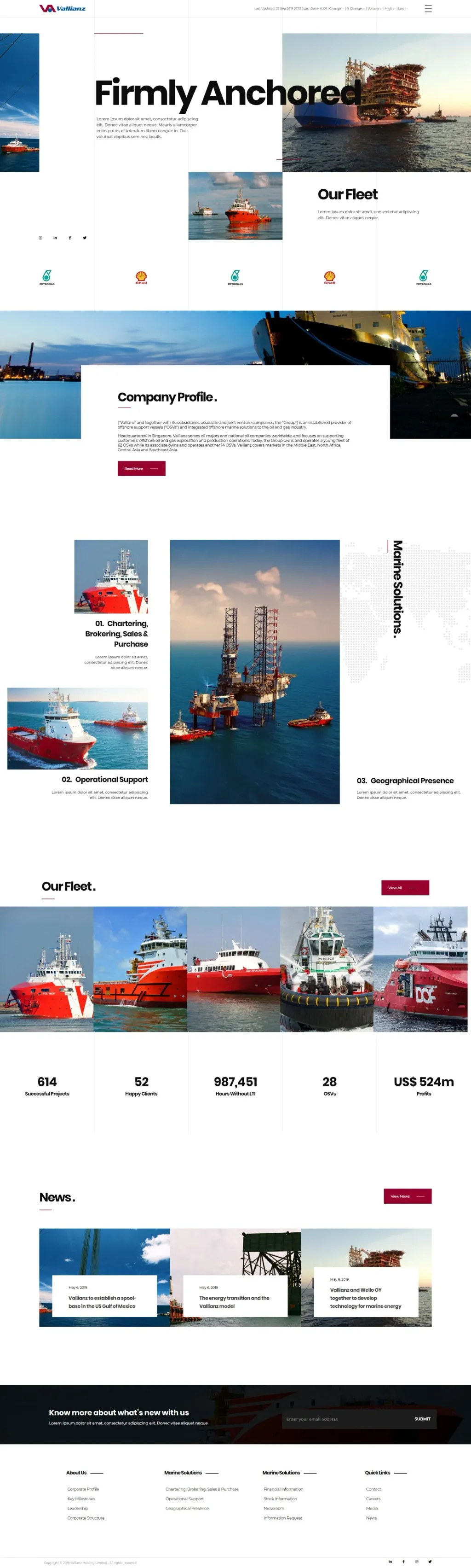 Vallianz website, designed by Zahid Aramai