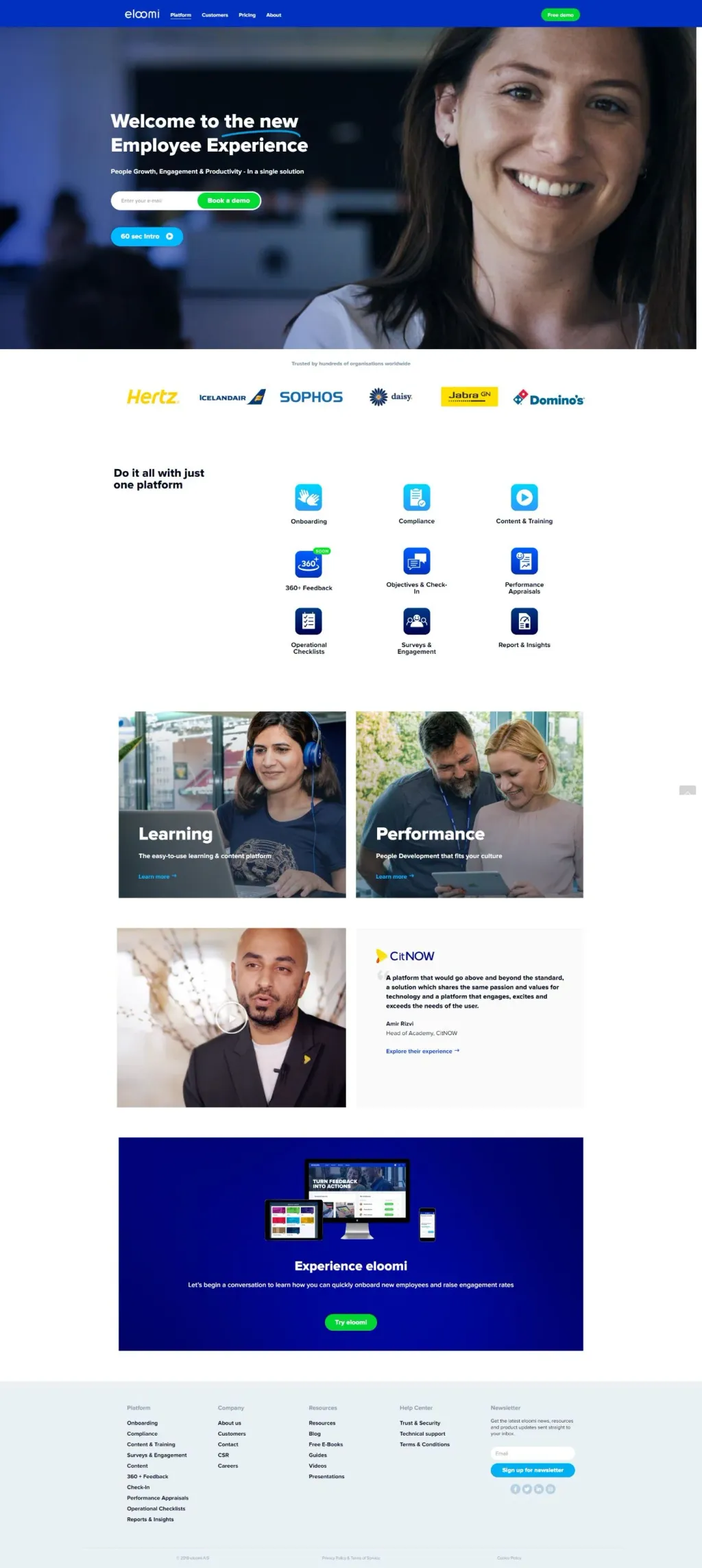 Eloomi 2019 website, designed by Zahid Aramai