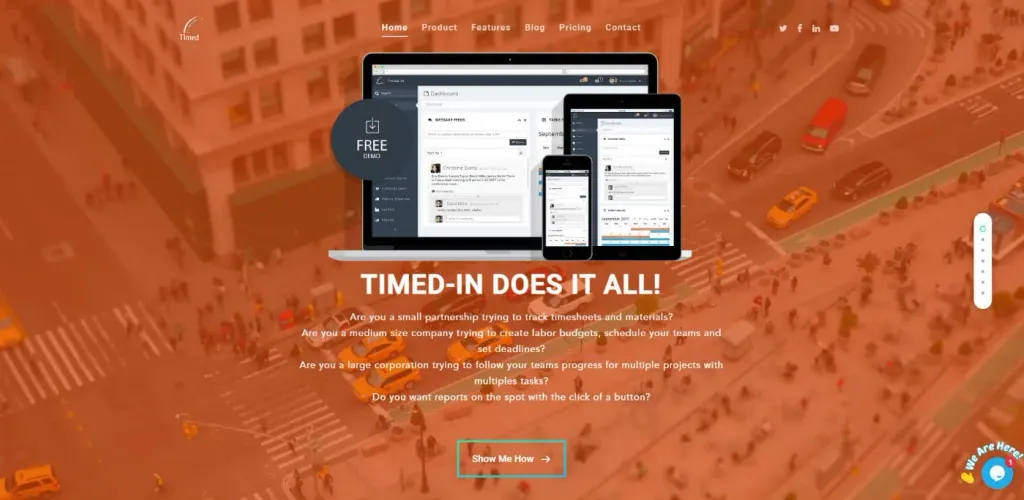 Timed-In SaaS website, designed by Zahid Aramai